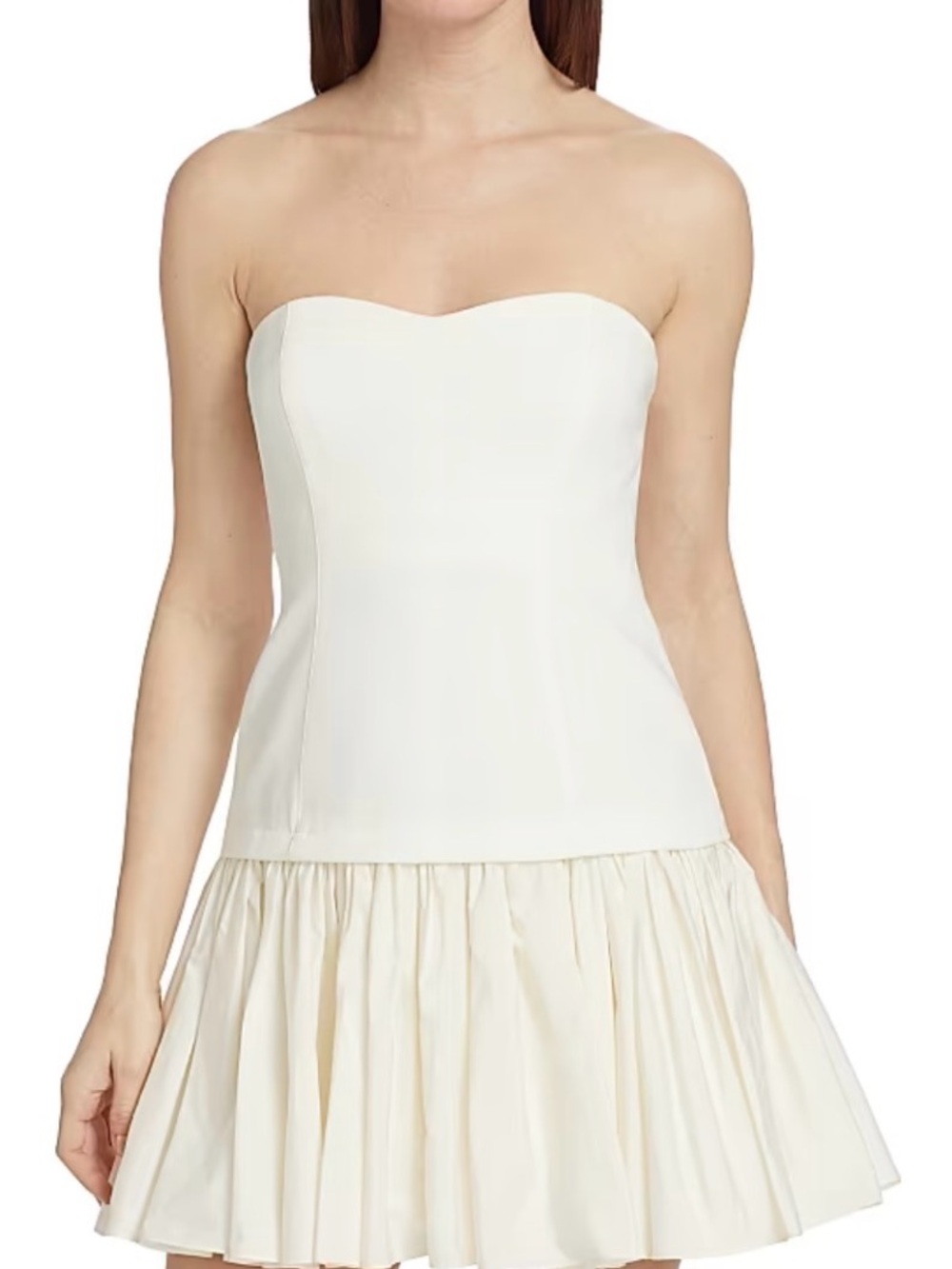 Cinq A Sept Strapless Ivory Ruffled Hem Dress
